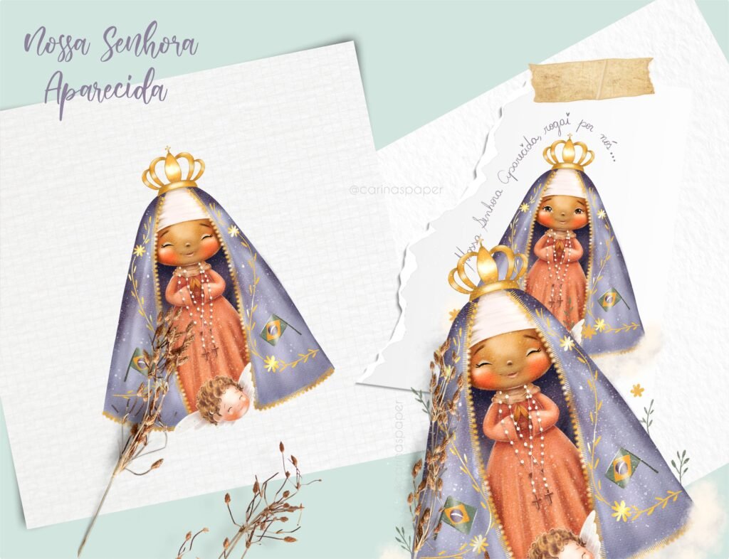 Nossa Senhora Aparecida Santinhos Carina S Paper Design