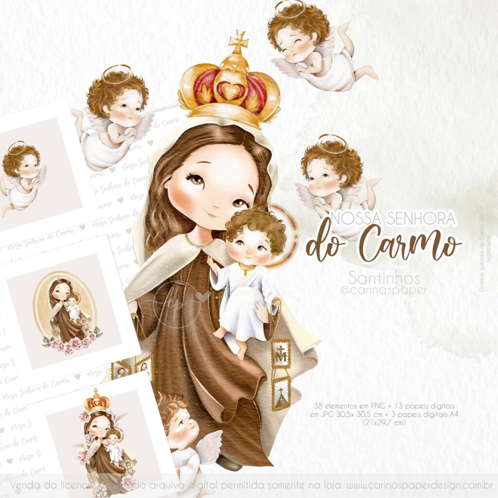 Kit Digital Ilustra Es Nossa Senhora Do Carmo Carinas Paper Carina