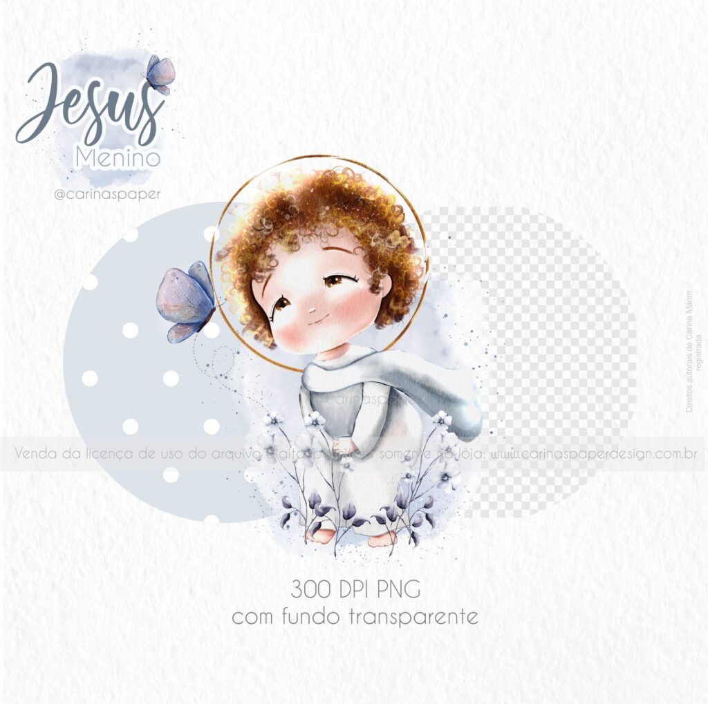 Kit Digital Ilustrações Jesus Menino Santinhos Carinas Paper