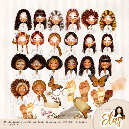 Kit Ilustrações Digital Elas - Image 2