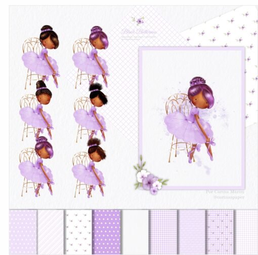 Kit digital de Ilustrações Black Ballerinas (Bailarinas Negras) - Image 2