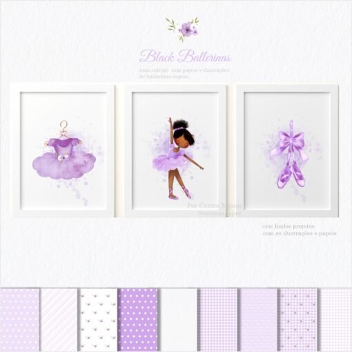 Kit digital de Ilustrações Black Ballerinas (Bailarinas Negras) - Image 5