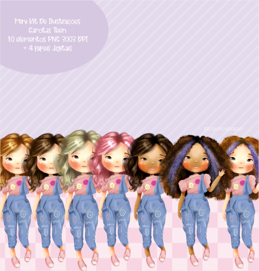 Mini Kit Digital de Ilustrações Garotas Teen - Image 2