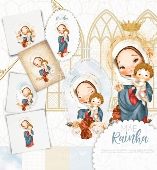 Kit digital Mãe Rainha (Santinhos)