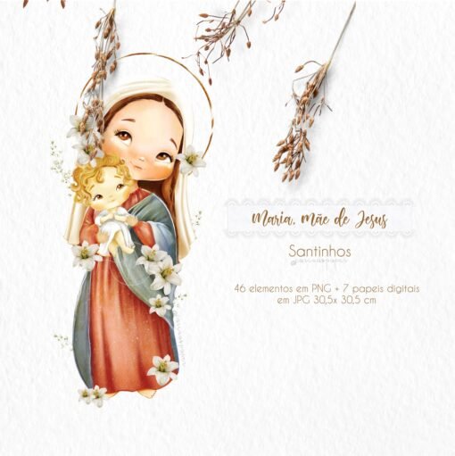Kit Digital Maria, mãe de Jesus (Santinhos)