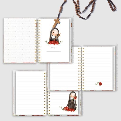 Kit 5 Miolos cadernos A5 + 8 bolsos + cartela adesivo Santa Rita de Cássia | Parceria Via Maria Atelier - Image 7