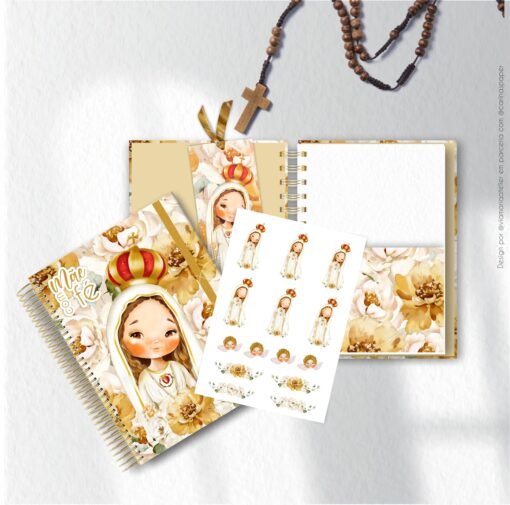 Kit 5 Miolos cadernos A5 + 6 bolsos + cartela adesivo N. Senhora de Fátima | Parceria Via Maria Atelier - Image 6
