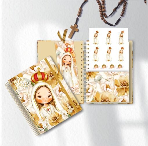 Kit 5 Miolos cadernos A5 + 6 bolsos + cartela adesivo N. Senhora de Fátima | Parceria Via Maria Atelier - Image 7