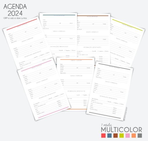 Arquivo digital COMBÃO Multicolor 7 Miolos de agenda datada 2024 +COMBO 20 Capas | Carinas Paper - Image 9