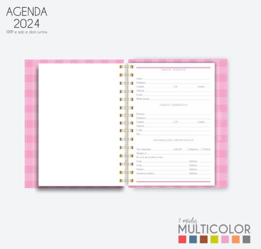 Arquivo digital COMBÃO Multicolor 7 Miolos de agenda datada 2024 +COMBO 20 Capas | Carinas Paper - Image 10