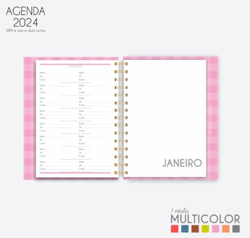 Arquivo digital COMBÃO Multicolor 7 Miolos de agenda datada 2024 +COMBO 20 Capas | Carinas Paper - Image 14