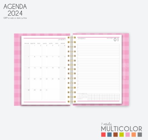 Arquivo digital COMBÃO Multicolor 7 Miolos de agenda datada 2024 +COMBO 20 Capas | Carinas Paper - Image 15