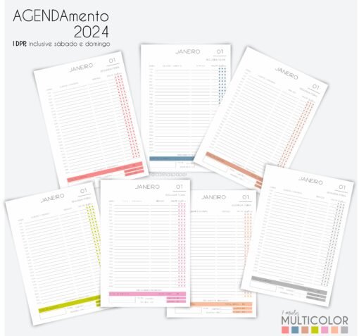 COMBO digital com 20 capas em PNG, 7 miolos de agendamento datado 2024