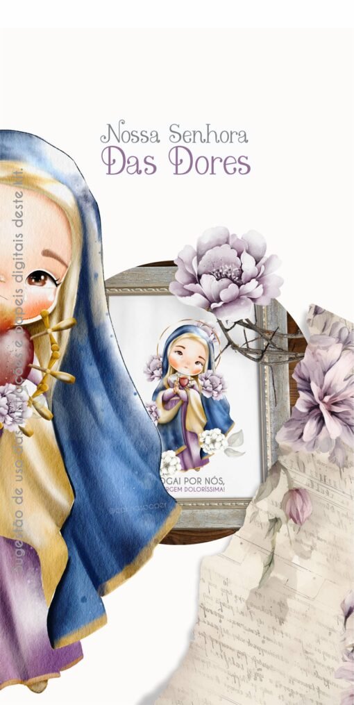 Kit Digital Ilustrações Nossa Senhora das Dores (Santinhos) | Carinas Paper - Image 8
