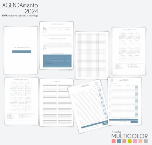 COMBO digital com 20 capas em PNG, 7 miolos de agendamento datado 2024 - Image 3