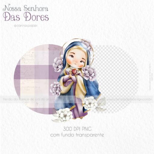 Kit Digital Ilustrações Nossa Senhora das Dores (Santinhos) | Carinas Paper - Image 3