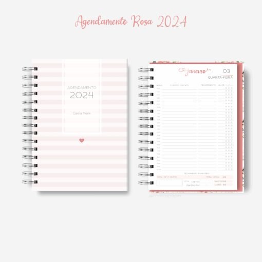 Arquivo Digital Agendamento rosa A5 com 4 capas datado 2024 - Image 4