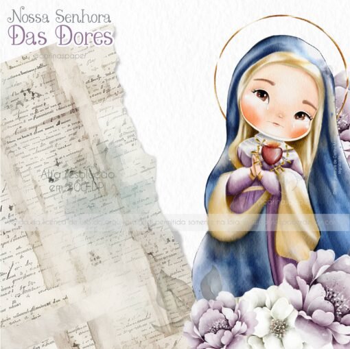 Kit Digital Ilustrações Nossa Senhora das Dores (Santinhos) | Carinas Paper - Image 4