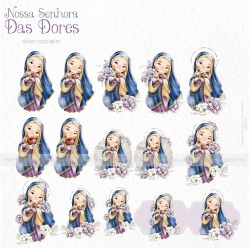Kit Digital Ilustrações Nossa Senhora das Dores (Santinhos) | Carinas Paper - Image 5