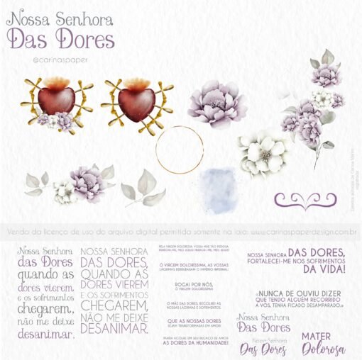 Kit Digital Ilustrações Nossa Senhora das Dores (Santinhos) | Carinas Paper - Image 6