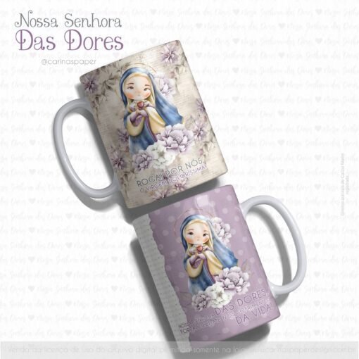 Kit Digital Ilustrações Nossa Senhora das Dores (Santinhos) | Carinas Paper - Image 9