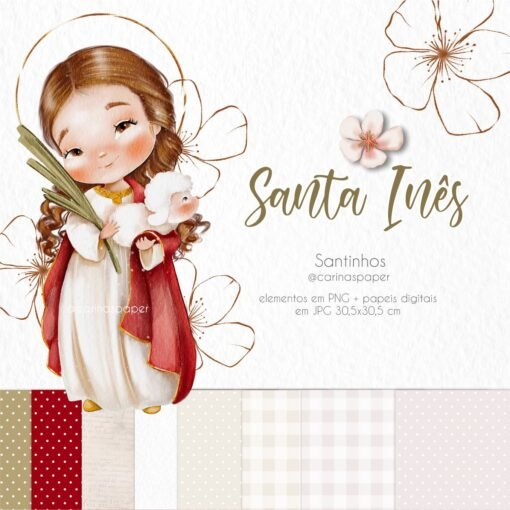 Kit Digital Ilustrações Santa Inês (Santinhos) | Carinas Paper