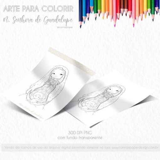 COMBO digital 8 santinhos PNG PARA COLORIR - Image 6