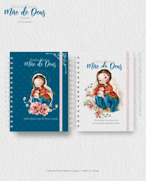 Kit digital Encadernação Caderno A5 Santa Maria Mãe de Deus