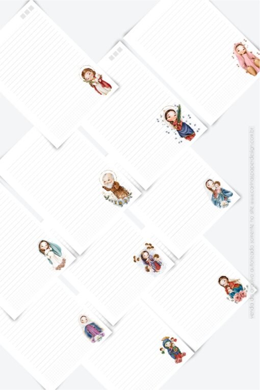 COMBO digital 10 miolos com santinhos diversos para caderno A5