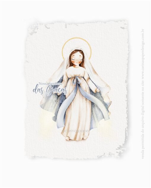 Ilustração Digital Nossa Senhora das Graças (Santinhos) | Carinas Paper - Image 3