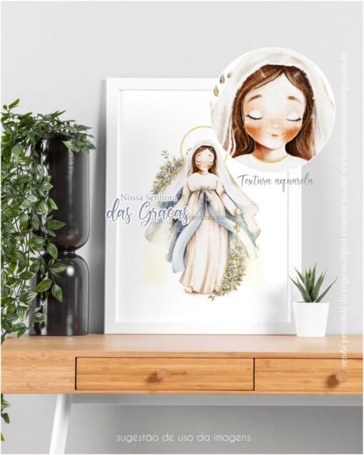 Ilustração Digital Nossa Senhora das Graças (Santinhos) | Carinas Paper - Image 5