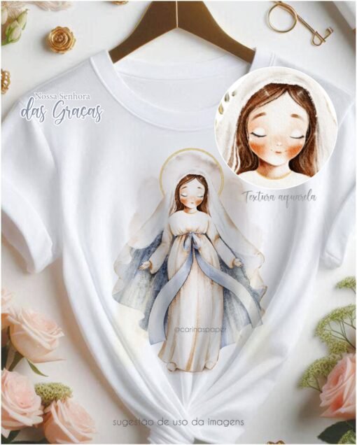 Ilustração Digital Nossa Senhora das Graças (Santinhos) | Carinas Paper - Image 6
