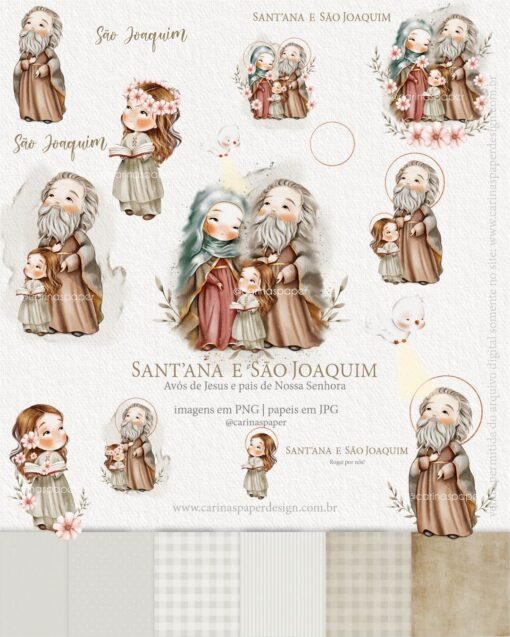 Kit Digital Ilustrações São Joaquim e Santana | Carinas Paper