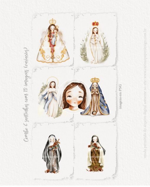 COMBO Digital Ilustrações Santinhas versão adulta  | Carinas Paper