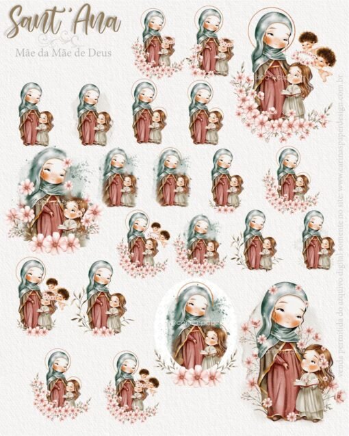 Kit Digital Ilustrações Santana Vó de Jesus (Santinhos) | Carinas Paper - Image 2