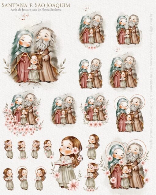 Kit Digital Ilustrações São Joaquim e Santana | Carinas Paper - Image 3
