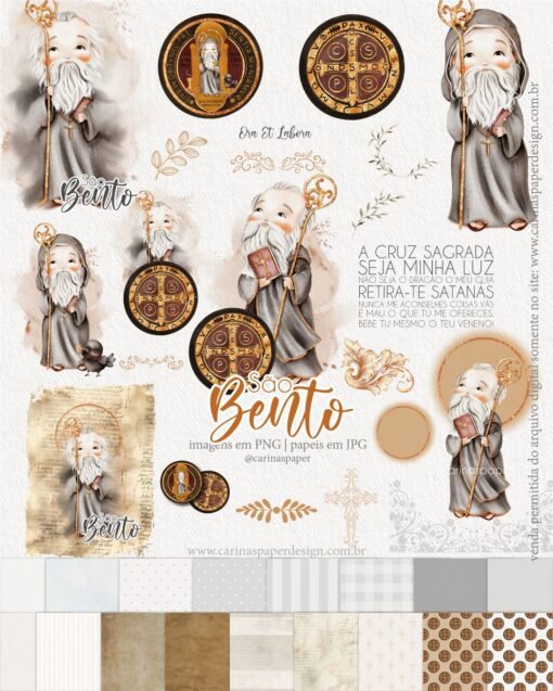 Kit Digital Ilustrações São Bento | (Santinhos) Carinas Paper