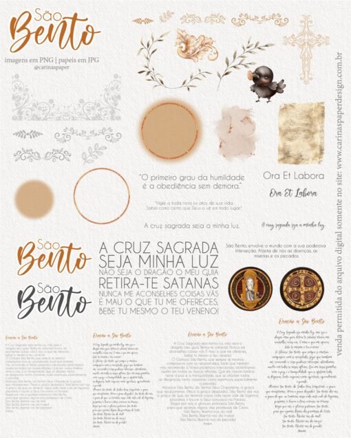 Kit Digital Ilustrações São Bento | (Santinhos) Carinas Paper - Imagem 3