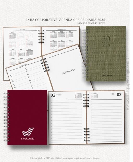 Arquivo Digital Agenda Corporativa Office Diária datada 2025+6 capas