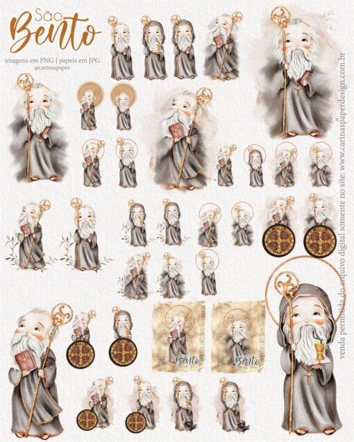 Kit Digital Ilustrações São Bento | (Santinhos) Carinas Paper - Imagem 2