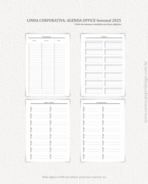 Arquivo Digital Miolo Agenda Office Semanal 2025 | Carinas Paper - Image 11