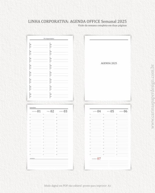 Arquivo Digital Miolo Agenda Office Semanal 2025 | Carinas Paper - Image 12