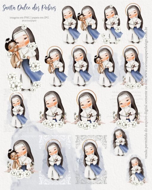 Kit Digital Ilustrações Santa Dulce dos Pobres | (Santinhos) Carinas Paper - Image 2