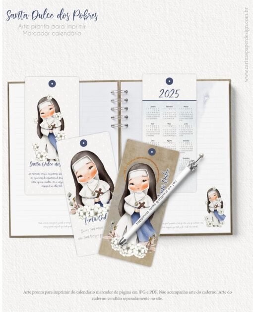 Kit digital Marcador com calendário 2025 Santa Dulce (Santinhos) - Imagem 3
