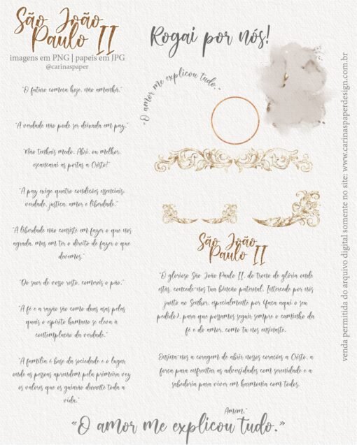 Kit Digital Ilustrações São João Paulo II | (Santinhos) Carinas Paper - Image 3