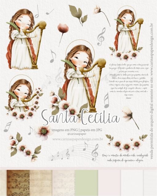 Kit Digital Santa Cecília | Carinas Paper