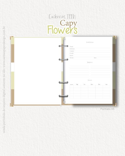 Coleção Cadernos Teen Capy Flowers - Image 10