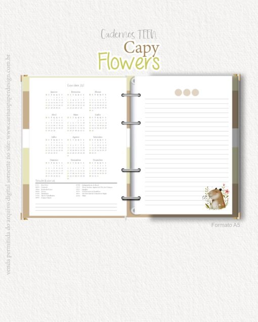 Coleção Cadernos Teen Capy Flowers - Image 3