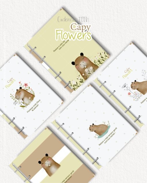 Coleção Cadernos Teen Capy Flowers