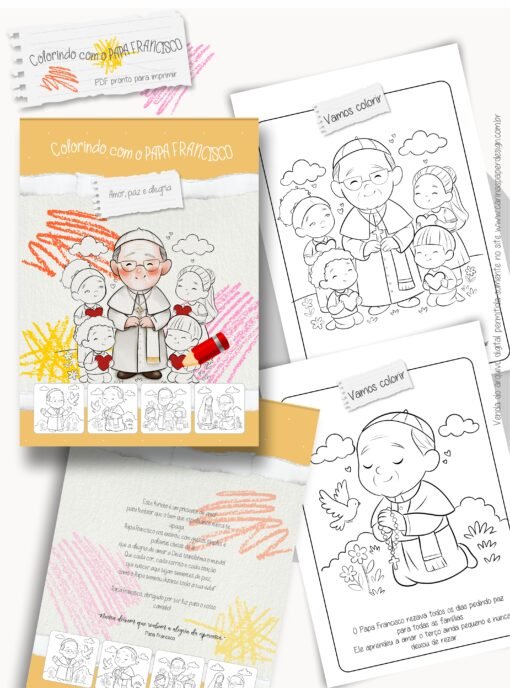 Arte pronta para imprimir: Livrinho Colorindo com o Papa Francisco